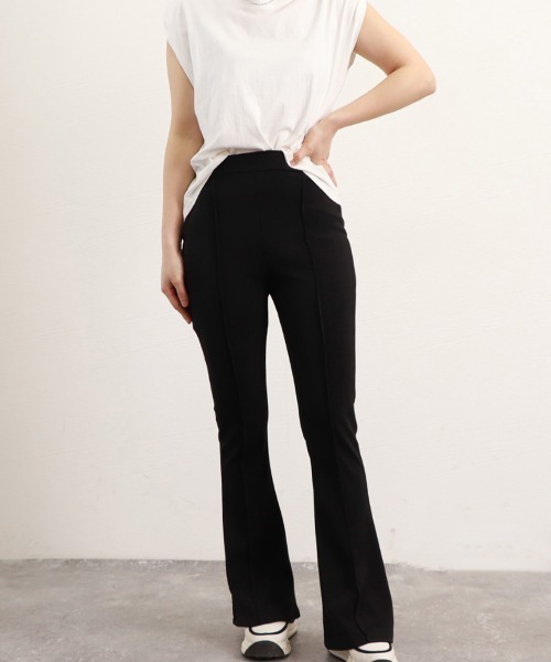 Miniministore(ミニミニストア)の「セミフレアパンツ センタープレス 韓国風(スラックス・レディース・ブラック・M/L/XL/S)」の13枚目の写真