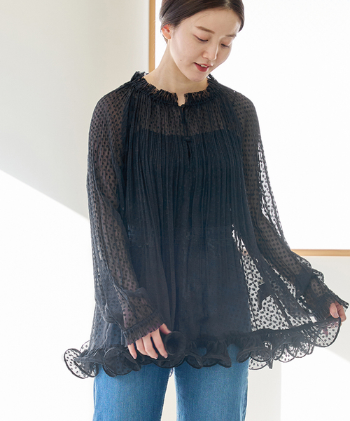 ymさん専用　IÉNA フリル付き黒ブラウス ymさん専用 IÉNA フリル付き黒ブラウス IENA｜シャツカラー