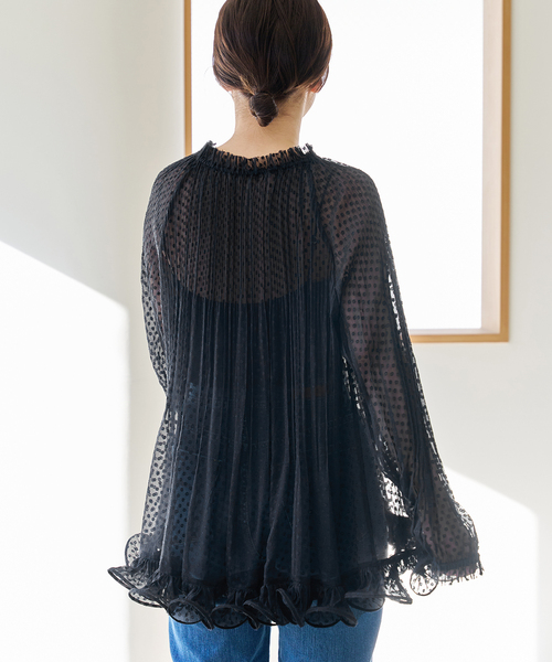 IENA イエナ 24SS ＆NAVY プリーツフリルブラウス 24051900208010 ネイビー F ITVV4HMQLHEG IENA（イエナ）の「＆NAVY プリーツフリルブラウス（シャツ