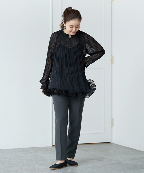 IENA（イエナ）の「＆NAVY プリーツフリルブラウス（シャツ