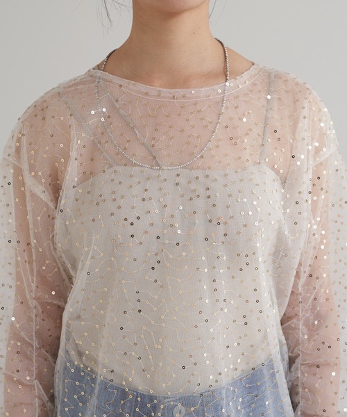 スパンコールチュールトップス（シャツ/ブラウス）｜SHENERY  