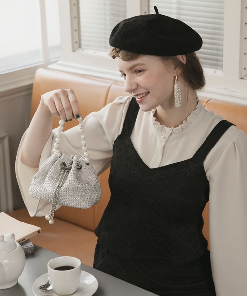 和光オリジナル　黒ツーウェイチェーンバッグ ショルダーバッグ バッグ リボン付きチェーンショルダーバッグ