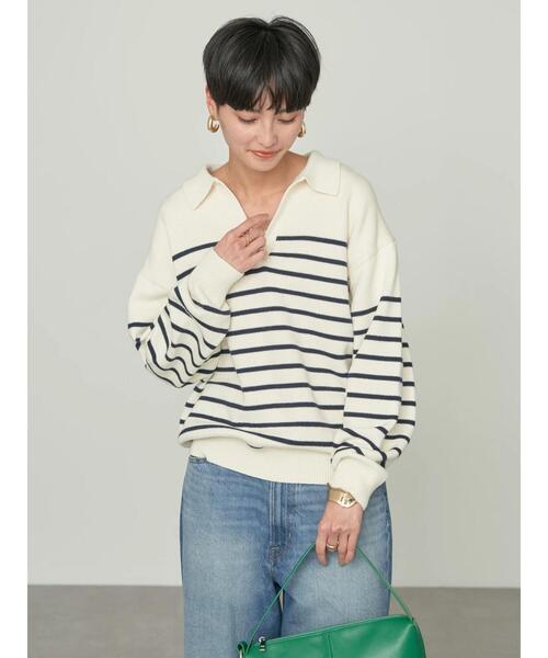 AMERICAN HOLIC（アメリカンホリック）の「衿付きニットプルオーバー（ニット/セーター・レディース・ホワイト系その他4/ブルー系その他2・M/L）」の7枚目の写真