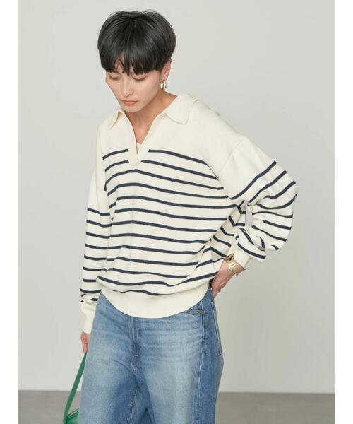 AMERICAN HOLIC（アメリカンホリック）の「衿付きニットプルオーバー（ニット/セーター・レディース・ホワイト系その他4/ブルー系その他2・M/L）」の9枚目の写真