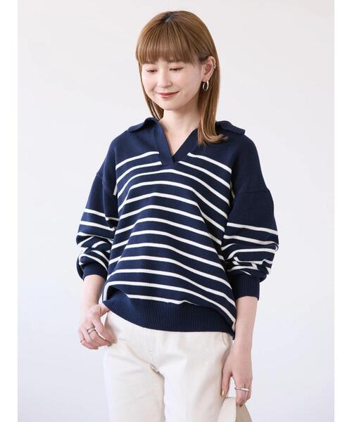 AMERICAN HOLIC（アメリカンホリック）の「衿付きニットプルオーバー（ニット/セーター・レディース・ホワイト系その他4/ブルー系その他2・M/L）」の15枚目の写真