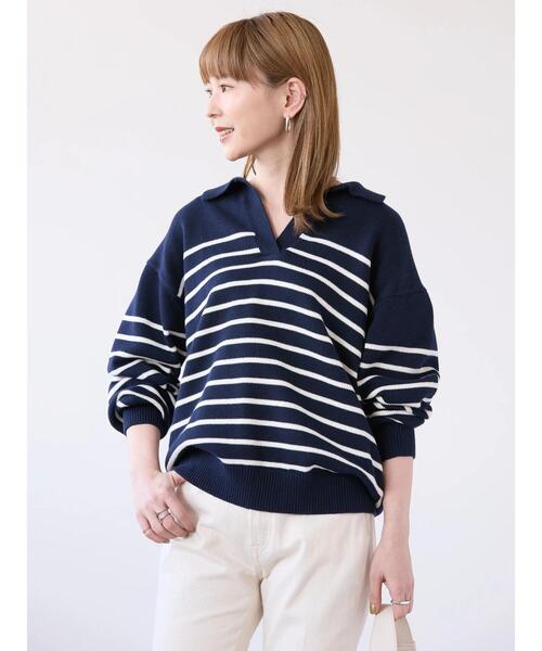 AMERICAN HOLIC（アメリカンホリック）の「衿付きニットプルオーバー（ニット/セーター・レディース・ホワイト系その他4/ブルー系その他2・M/L）」の16枚目の写真