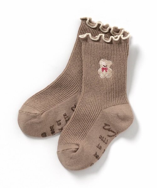 apres les cours（アプレレクール）の「tiny bear メロウフリルソックス（ソックス/靴下・キッズ・ベージュ/アイボリー・12/15 /18/21）」の5枚目の写真