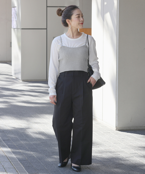 B.C STOCK(ベーセーストック)の「ニットビスチェ付きロンT(Tシャツ/カットソー・レディース・チャコールグレー/ブラック・FREE)」の10枚目の写真