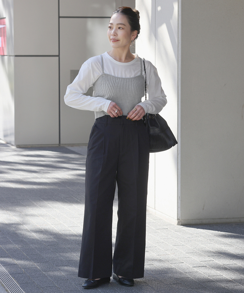 B.C STOCK(ベーセーストック)の「ニットビスチェ付きロンT(Tシャツ/カットソー・レディース・チャコールグレー/ブラック・FREE)」の13枚目の写真