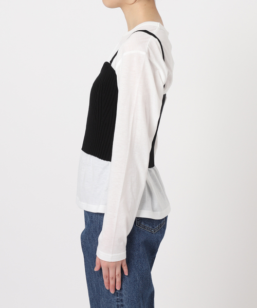 B.C STOCK(ベーセーストック)の「ニットビスチェ付きロンT(Tシャツ/カットソー・レディース・チャコールグレー/ブラック・FREE)」の7枚目の写真