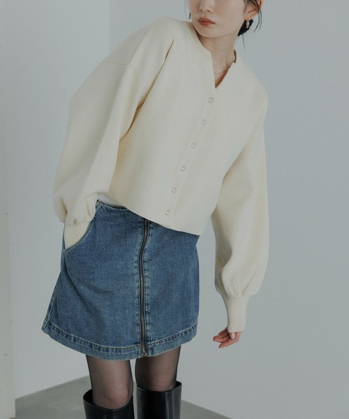 CE'E_SE'E（シーシー）の「クロップドリングスナップカーディガン（カーディガン/ボレロ・レディース・オフホワイト/ライトグレー/ブラック/ベージュ・FREE）」の2枚目の写真