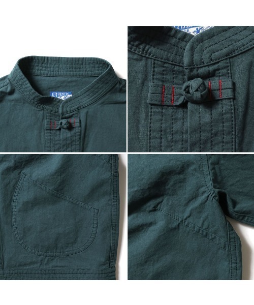 HOUSTON（ヒューストン）の「HOUSTON woman ヒューストン ウーマン CHINA SHIRT JACKET チャイナシャツジャケット（ノーカラージャケット・レディース・ブラック/ナチュラル/グリーン・0/1）」の7枚目の写真