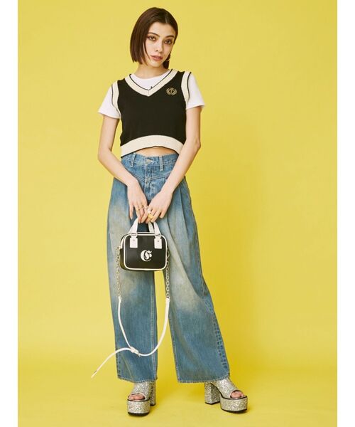 EVRIS（エヴリス）の「ワンポイントバイカラーショルダーBAG（ショルダーバッグ・レディース・ブルー/ホワイト/ブラック・FREE）」の6枚目の写真