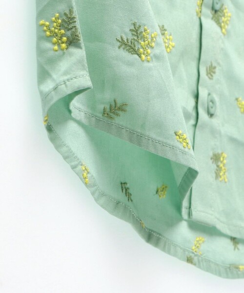 BRANSHES(ブランシェス)の「【おそろい】ミモザ刺繍5分袖シャツ(シャツ/ブラウス・キッズ・ライトグリーン/オフホワイト・110/120/130/140/90/150/100)」の17枚目の写真