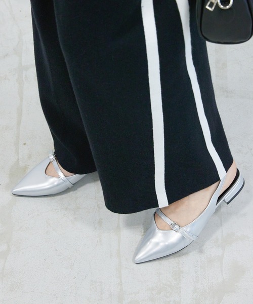 Futier land（フューティアランド）の「ベルトデザインポインテッドトゥミュール（サンダル・レディース・ブラック/シルバー・36/37/38/39/40）」の9枚目の写真