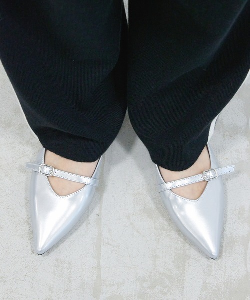 Futier land（フューティアランド）の「ベルトデザインポインテッドトゥミュール（サンダル・レディース・ブラック/シルバー・36/37/38/39/40）」の10枚目の写真