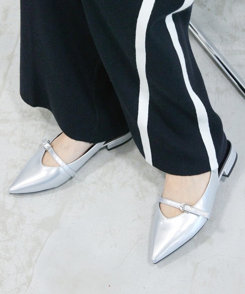 Futier land（フューティアランド）の「ベルトデザインポインテッドトゥミュール（サンダル・レディース・ブラック/シルバー・36/37/38/39/40）」の7枚目の写真