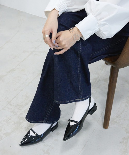 Futier land（フューティアランド）の「ベルトデザインポインテッドトゥミュール（サンダル・レディース・ブラック/シルバー・36/37/38/39/40）」の14枚目の写真