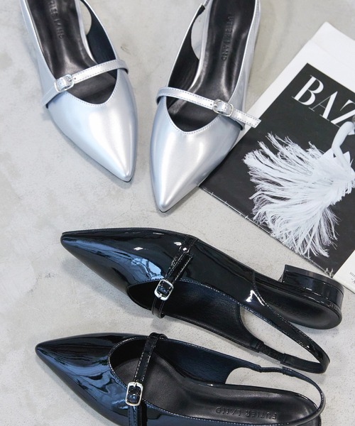 Futier land（フューティアランド）の「ベルトデザインポインテッドトゥミュール（サンダル・レディース・ブラック/シルバー・36/37/38/39/40）」の4枚目の写真