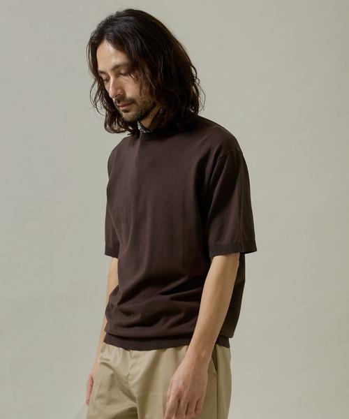 URBAN RESEARCH DOORS（アーバンリサーチドアーズ）の「LIFE STYLE TAILOR　ハイゲージクルーネック半袖ニット（ニット/セーター・メンズ・ブラック/アイボリー/ダークブラウン/ブルー系その他・MEDIUM/LARGE）」の11枚目の写真