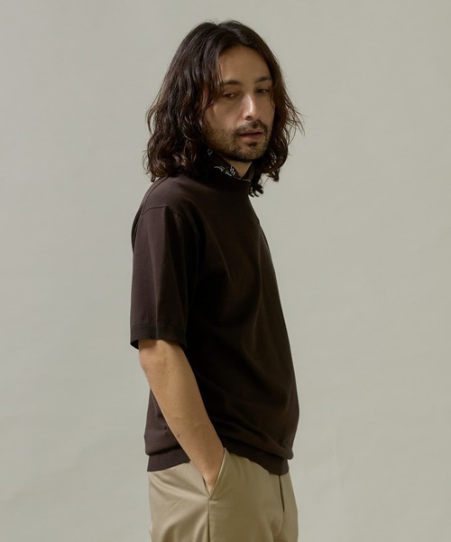 URBAN RESEARCH DOORS（アーバンリサーチドアーズ）の「LIFE STYLE TAILOR　ハイゲージクルーネック半袖ニット（ニット/セーター・メンズ・ブラック/アイボリー/ダークブラウン/ブルー系その他・MEDIUM/LARGE）」の12枚目の写真