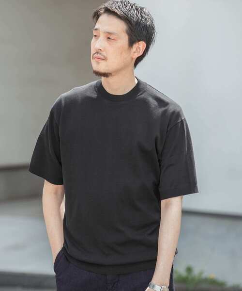 URBAN RESEARCH DOORS（アーバンリサーチドアーズ）の「LIFE STYLE TAILOR　ハイゲージクルーネック半袖ニット（ニット/セーター・メンズ・ブラック/アイボリー/ダークブラウン/ブルー系その他・MEDIUM/LARGE）」の17枚目の写真