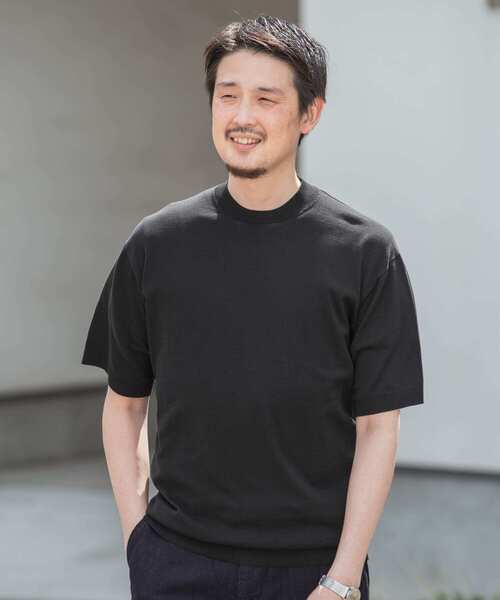 URBAN RESEARCH DOORS（アーバンリサーチドアーズ）の「LIFE STYLE TAILOR　ハイゲージクルーネック半袖ニット（ニット/セーター・メンズ・ブラック/アイボリー/ダークブラウン/ブルー系その他・MEDIUM/LARGE）」の18枚目の写真