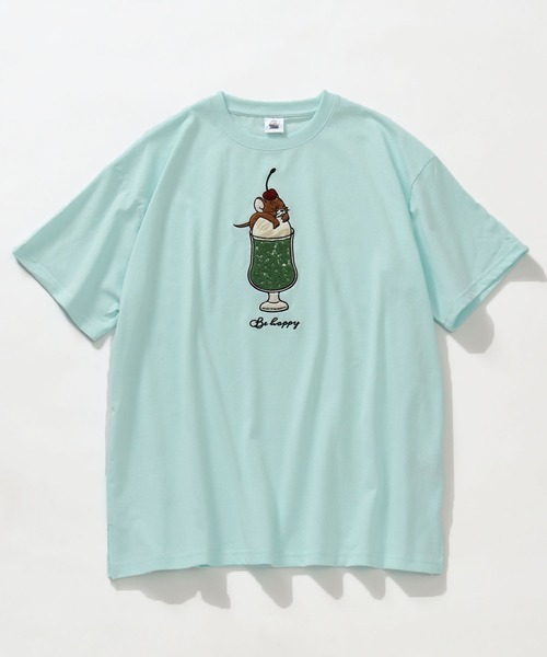 Tom&Jerry(トムアンドジェリー)の「【Tom & Jerry/トム & ジェリー】アートワークデザイン サガラ刺繍 半袖クルーネックTシャツ オーバーサイズ(Tシャツ/カットソー・レディース・ライム/アクア/クリーム/杢グレー・M/L)」の4枚目の写真