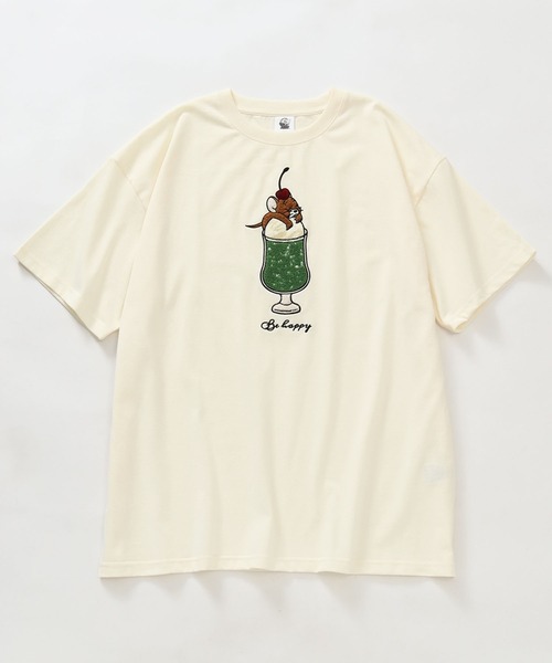 Tom&Jerry(トムアンドジェリー)の「【Tom & Jerry/トム & ジェリー】アートワークデザイン サガラ刺繍 半袖クルーネックTシャツ オーバーサイズ(Tシャツ/カットソー・レディース・ライム/アクア/クリーム/杢グレー・M/L)」の3枚目の写真