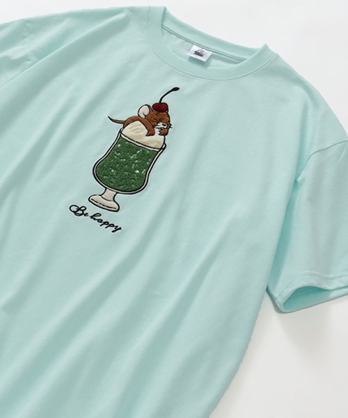 Tom&Jerry(トムアンドジェリー)の「【Tom & Jerry/トム & ジェリー】アートワークデザイン サガラ刺繍 半袖クルーネックTシャツ オーバーサイズ(Tシャツ/カットソー・レディース・ライム/アクア/クリーム/杢グレー・M/L)」の7枚目の写真