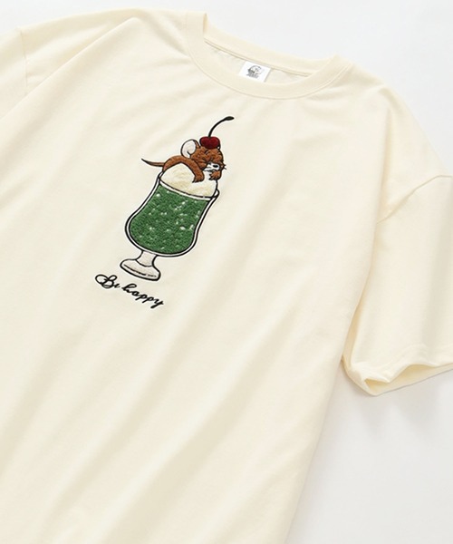 Tom&Jerry(トムアンドジェリー)の「【Tom & Jerry/トム & ジェリー】アートワークデザイン サガラ刺繍 半袖クルーネックTシャツ オーバーサイズ(Tシャツ/カットソー・レディース・ライム/アクア/クリーム/杢グレー・M/L)」の6枚目の写真