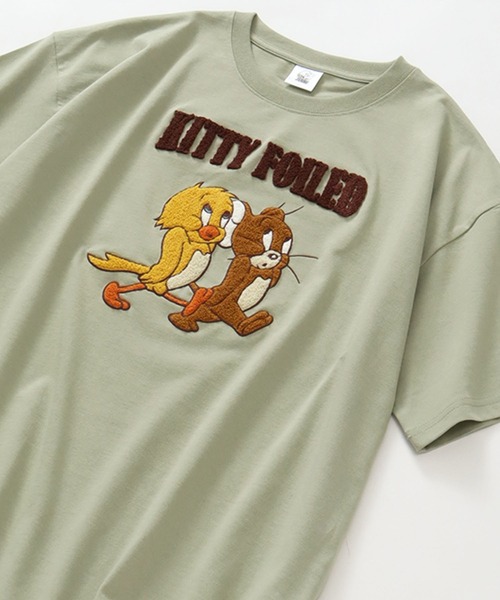 Tom&Jerry(トムアンドジェリー)の「【Tom & Jerry/トム & ジェリー】アートワークデザイン サガラ刺繍 半袖クルーネックTシャツ オーバーサイズ(Tシャツ/カットソー・レディース・ライム/アクア/クリーム/杢グレー・M/L)」の9枚目の写真