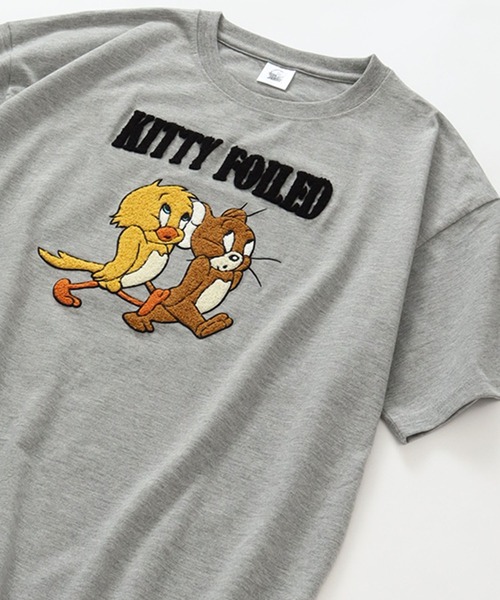 Tom&Jerry(トムアンドジェリー)の「【Tom & Jerry/トム & ジェリー】アートワークデザイン サガラ刺繍 半袖クルーネックTシャツ オーバーサイズ(Tシャツ/カットソー・レディース・ライム/アクア/クリーム/杢グレー・M/L)」の8枚目の写真
