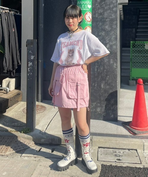 Candy Stripper（キャンディストリッパー）の「BIG POCKET NYLON SKIRT パンツ（スカート・レディース・ピンク/ブラック/アイボリー・2）」の9枚目の写真