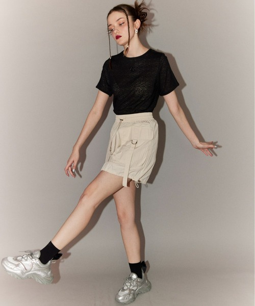 Candy Stripper（キャンディストリッパー）の「BIG POCKET NYLON SKIRT パンツ（スカート・レディース・ピンク/ブラック/アイボリー・2）」の5枚目の写真