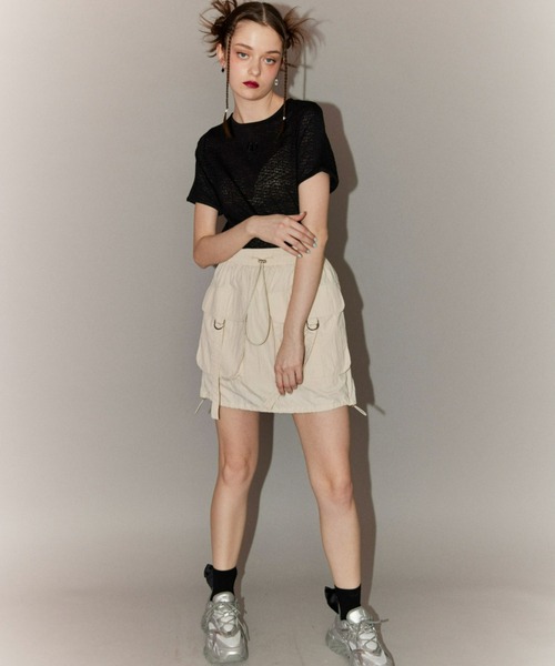 Candy Stripper（キャンディストリッパー）の「BIG POCKET NYLON SKIRT パンツ（スカート・レディース・ピンク/ブラック/アイボリー・2）」の4枚目の写真