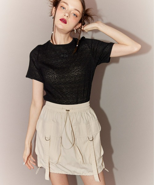 Candy Stripper（キャンディストリッパー）の「BIG POCKET NYLON SKIRT パンツ（スカート・レディース・ピンク/ブラック/アイボリー・2）」の8枚目の写真