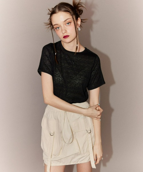 Candy Stripper（キャンディストリッパー）の「BIG POCKET NYLON SKIRT パンツ（スカート・レディース・ピンク/ブラック/アイボリー・2）」の6枚目の写真