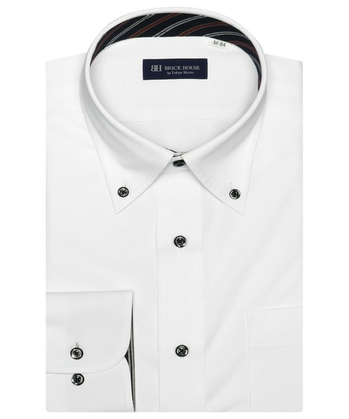 TOKYO SHIRTS（トウキョウシャツ）の「形態安定ノーアイロン ボタンダウン 長袖ニットビジネスワイシャツ（ビジネスシャツ・メンズ・ホワイト・首回り42cm-裄丈82cm/首回り41cm-裄丈86cm/首回り41cm-裄丈82cm/首回り39cm-裄丈84cm/首回り39cm-裄丈80cm/首回り37cm-裄丈80cm/首回り43cm-裄丈86cm/首回り43cm-裄丈82cm/首回り42cm-裄丈86cm）」の6枚目の写真