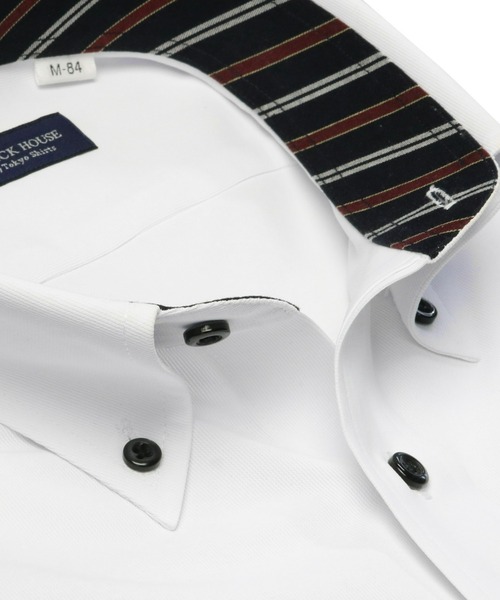 TOKYO SHIRTS（トウキョウシャツ）の「形態安定ノーアイロン ボタンダウン 長袖ニットビジネスワイシャツ（ビジネスシャツ・メンズ・ホワイト・首回り42cm-裄丈82cm/首回り41cm-裄丈86cm/首回り41cm-裄丈82cm/首回り39cm-裄丈84cm/首回り39cm-裄丈80cm/首回り37cm-裄丈80cm/首回り43cm-裄丈86cm/首回り43cm-裄丈82cm/首回り42cm-裄丈86cm）」の5枚目の写真