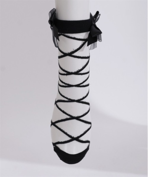axes femme POETIQUE（アクシーズファムポエティック）の「後ろレースアップソックス（ソックス/靴下・レディース・ブラック/ホワイト・FREE）」の12枚目の写真