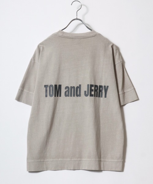 Tom&Jerry(トムアンドジェリー)の「Tom&Jerry/トムとジェリー ヴィンテージライク フロント バックプリント スウェット半袖Tシャツ レディース メンズ(Tシャツ/カットソー・レディース・グレイッシュベージュ/スミクロ/ブルーグリーン・LL/M/L)」の7枚目の写真