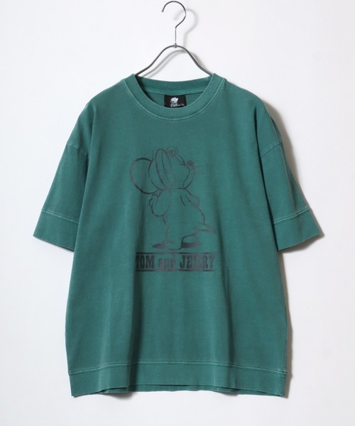 Tom&Jerry(トムアンドジェリー)の「Tom&Jerry/トムとジェリー ヴィンテージライク フロント バックプリント スウェット半袖Tシャツ レディース メンズ(Tシャツ/カットソー・レディース・グレイッシュベージュ/スミクロ/ブルーグリーン・LL/M/L)」の8枚目の写真