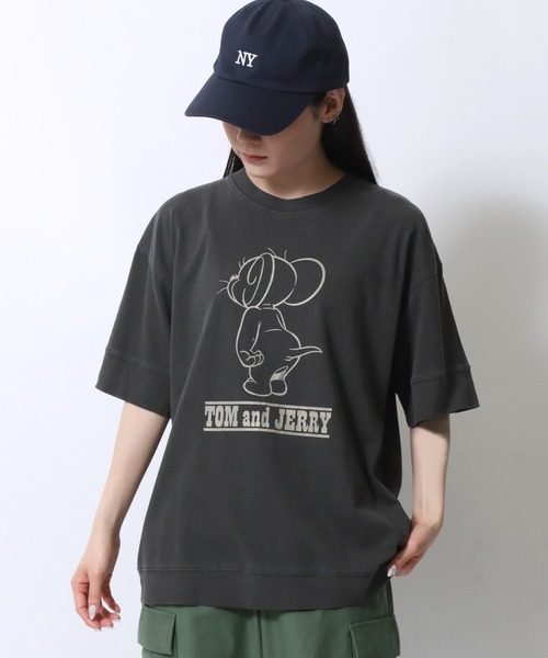 Tom&Jerry(トムアンドジェリー)の「Tom&Jerry/トムとジェリー ヴィンテージライク フロント バックプリント スウェット半袖Tシャツ レディース メンズ(Tシャツ/カットソー・レディース・グレイッシュベージュ/スミクロ/ブルーグリーン・LL/M/L)」の20枚目の写真