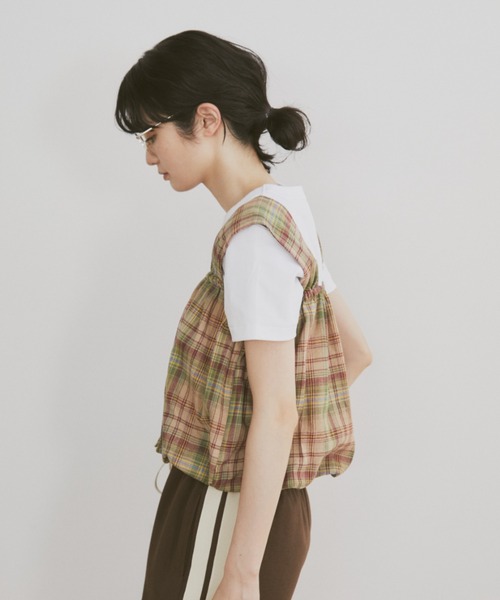 MERLOT（メルロー）の「チェックタンクビスチェ（タンクトップ・レディース・グリーン/レッド・FREE）」の9枚目の写真