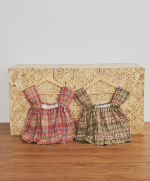 MERLOT（メルロー）の「チェックタンクビスチェ（タンクトップ・レディース・グリーン/レッド・FREE）」の3枚目の写真