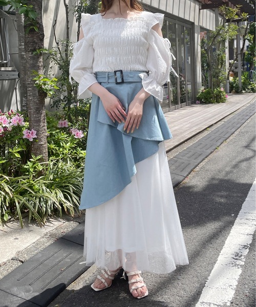 TORTE（トルテ）の「オープンショルダーシャーリングブラウス（シャツ/ブラウス・レディース・ホワイト/ホワイト系その他/ブラック系その他・FREE）」の20枚目の写真