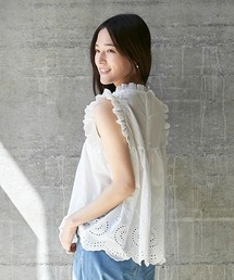 プティマイン　プティマインリアン　お揃い　ペアコーデ　オーバーレースチュニック petit main LIEN チュニック 「リンク」インド綿オーバーレース