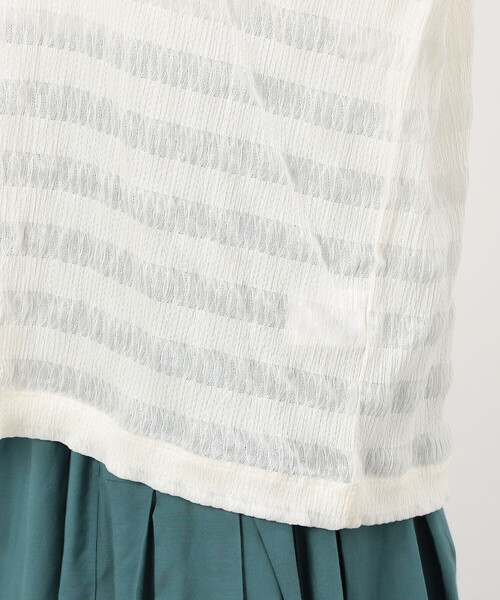 ONIGIRI（オニギリ）の「シアーボーダー　ＶネックＴシャツ（Tシャツ/カットソー・レディース・ターコイズブルー/イエロー/ネイビー/オフホワイト・FREE）」の10枚目の写真