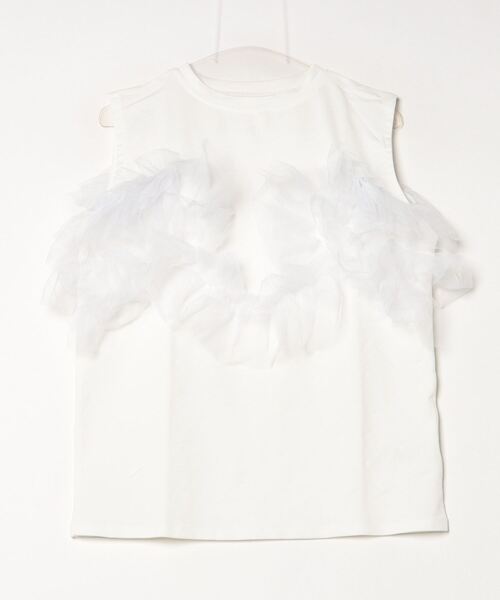 &soiree(アンドソワレ)の「&soiree 天竺チュールドッキングプルオーバー(Tシャツ/カットソー・レディース・ブラック/杢グレー/オフホワイト・F)」の4枚目の写真